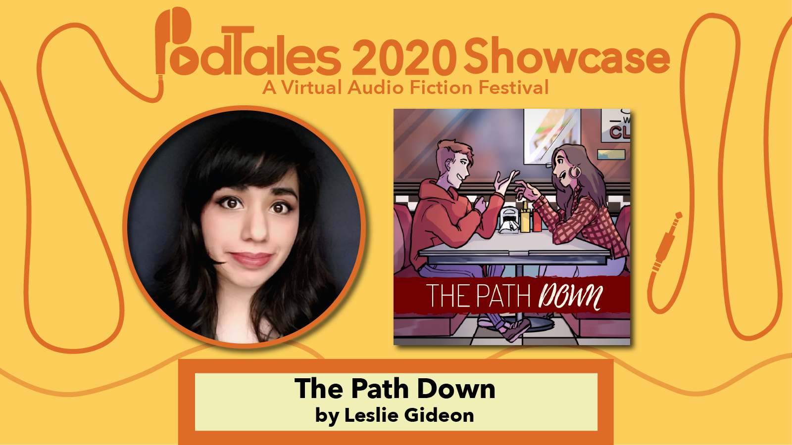 PodTales 2020 Showcase: A Virtual Audio Fiction Festival, Photo of Leslie Gideon, Photo of Show Art for The Path Down, "The Path Down by Leslie Gideon"